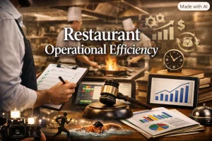 Header image showing restaurant related things to project restaurant operational efficiency