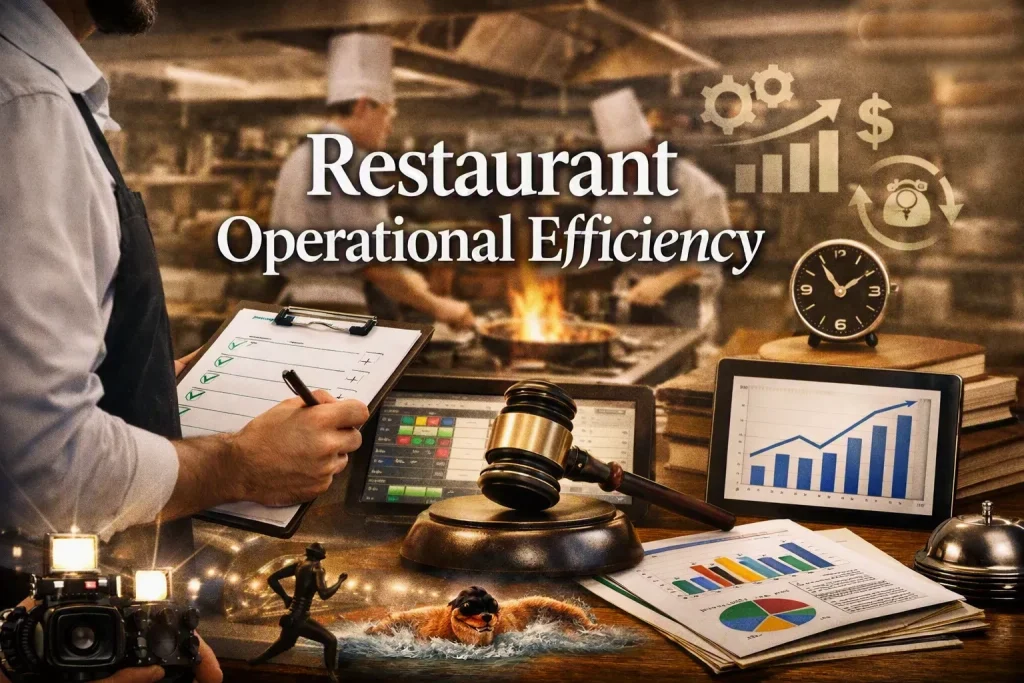 Header image showing restaurant related things to project restaurant operational efficiency